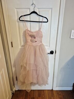 Selfie Leslie Blush Pink Layered Tulle Midi Dress